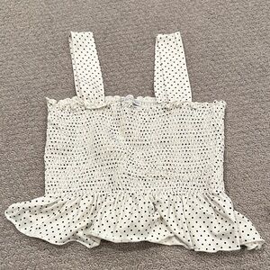 Urban Outfitters White and Black Polka Dot Crop Top